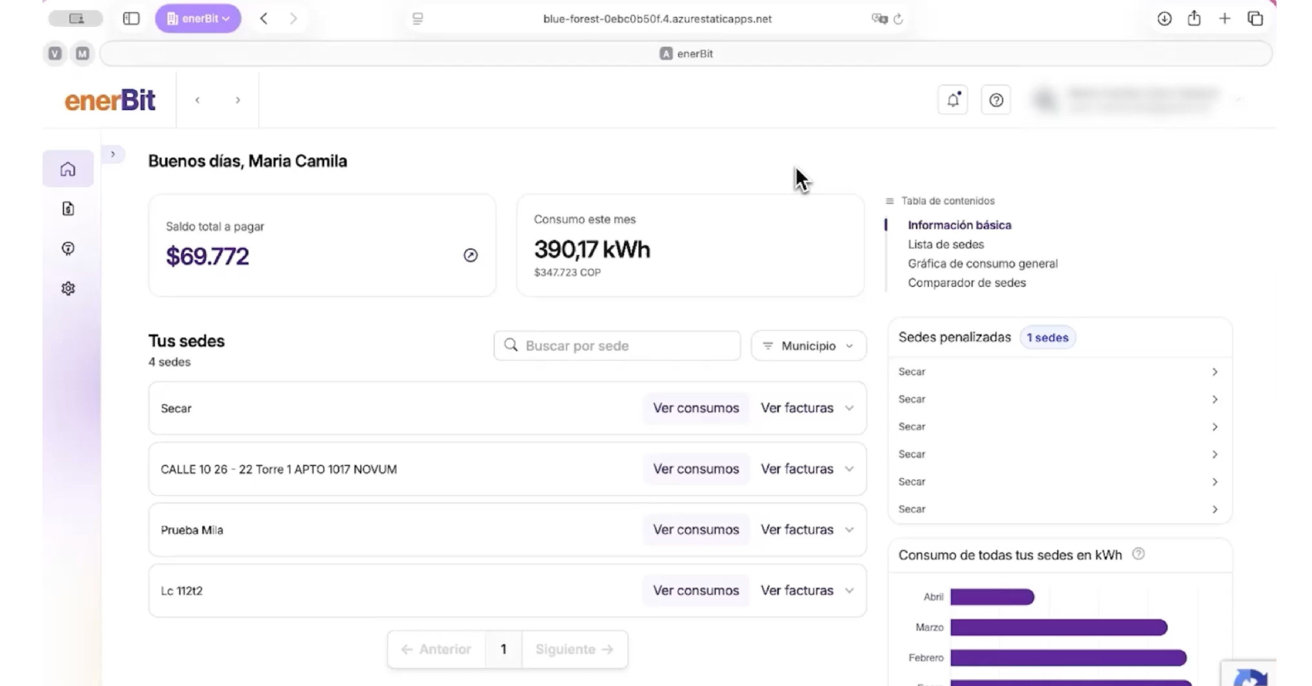Ve y filtra tus consumos en enerBit