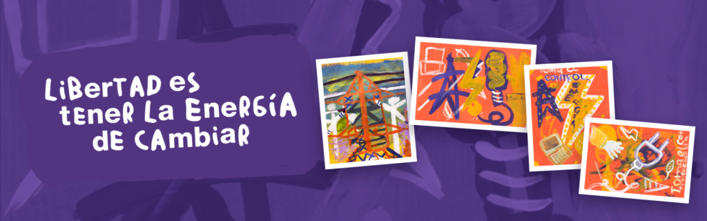 Pinturas hechas por artistas de La Casa de Carlota en el taller de la campaña De otros colores de enerBit